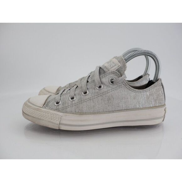 Converse Chuck Taylor Low Top Ox Size 6 Metallic Silver Shoes Sneakers Comfort - Picture 3 of 11